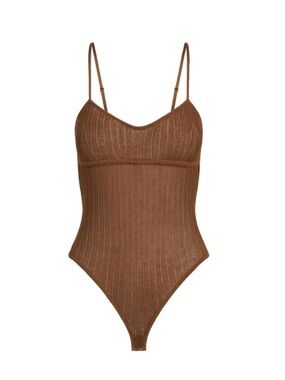 Skim sheet Ribbed Brown Knit Bodysuit M